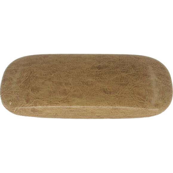 Eyeglass Case Hard Clam Shell Beige Vinyl Velvet  Holder Unisex Protective Pouch - Picture 1 of 6